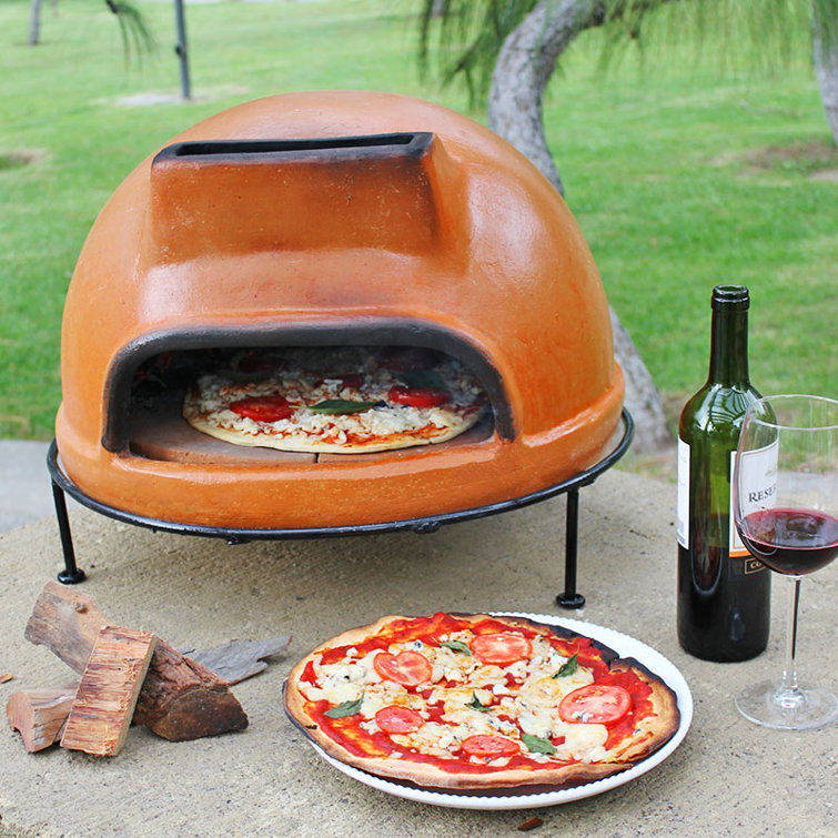 Tierra Firme Clay Countertop WoodFired Pizza Oven in Orange/Black